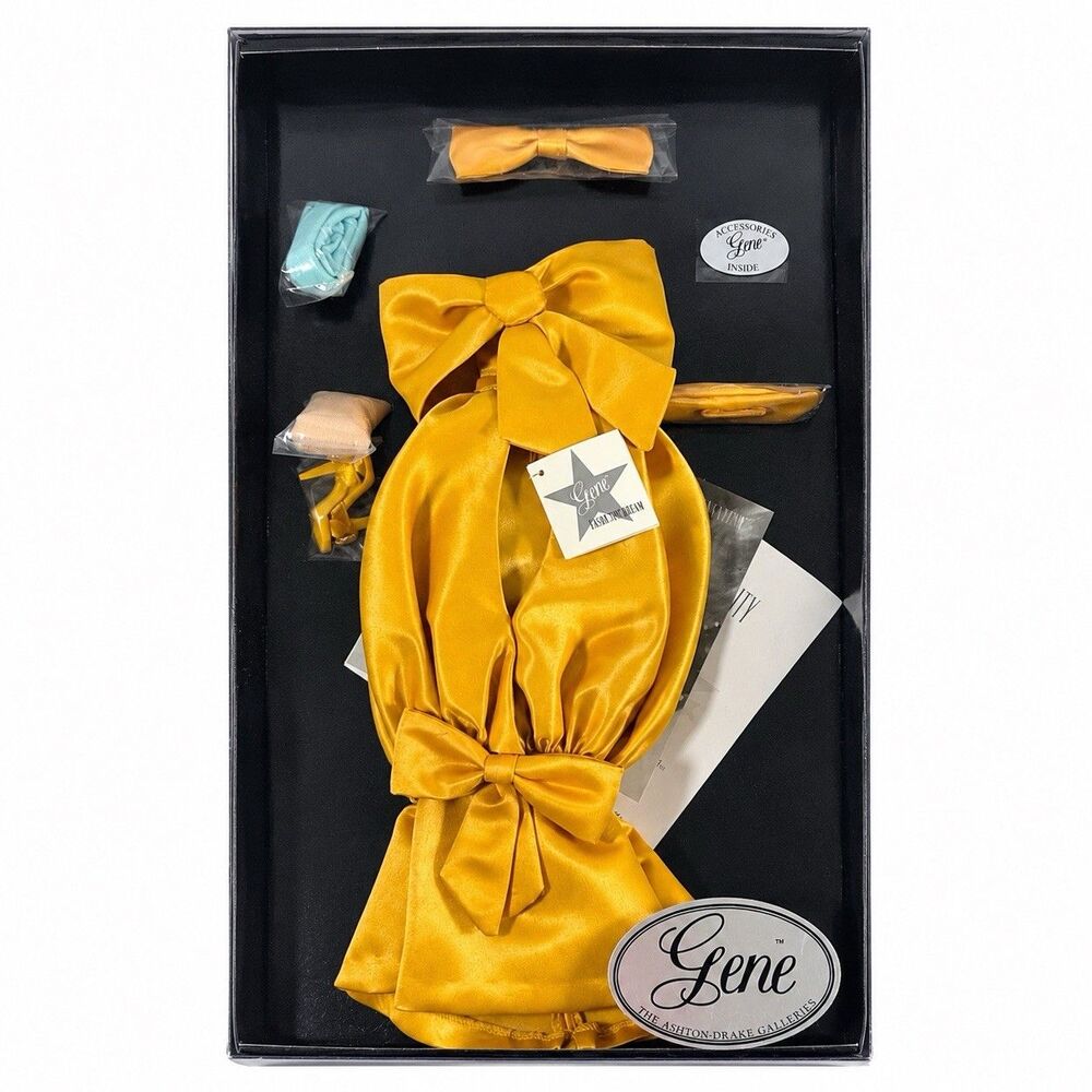 Ashton-Drake Galleries Gene Fashion Outfit Golden Yellow Satin Dress NRFB
